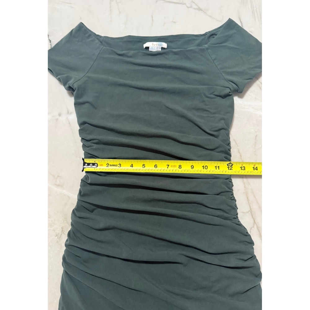 Boden Green Ruched Bodycon Dress Short Sleeve Boat Neck WW065 Size US 4R - Picture 5 of 8